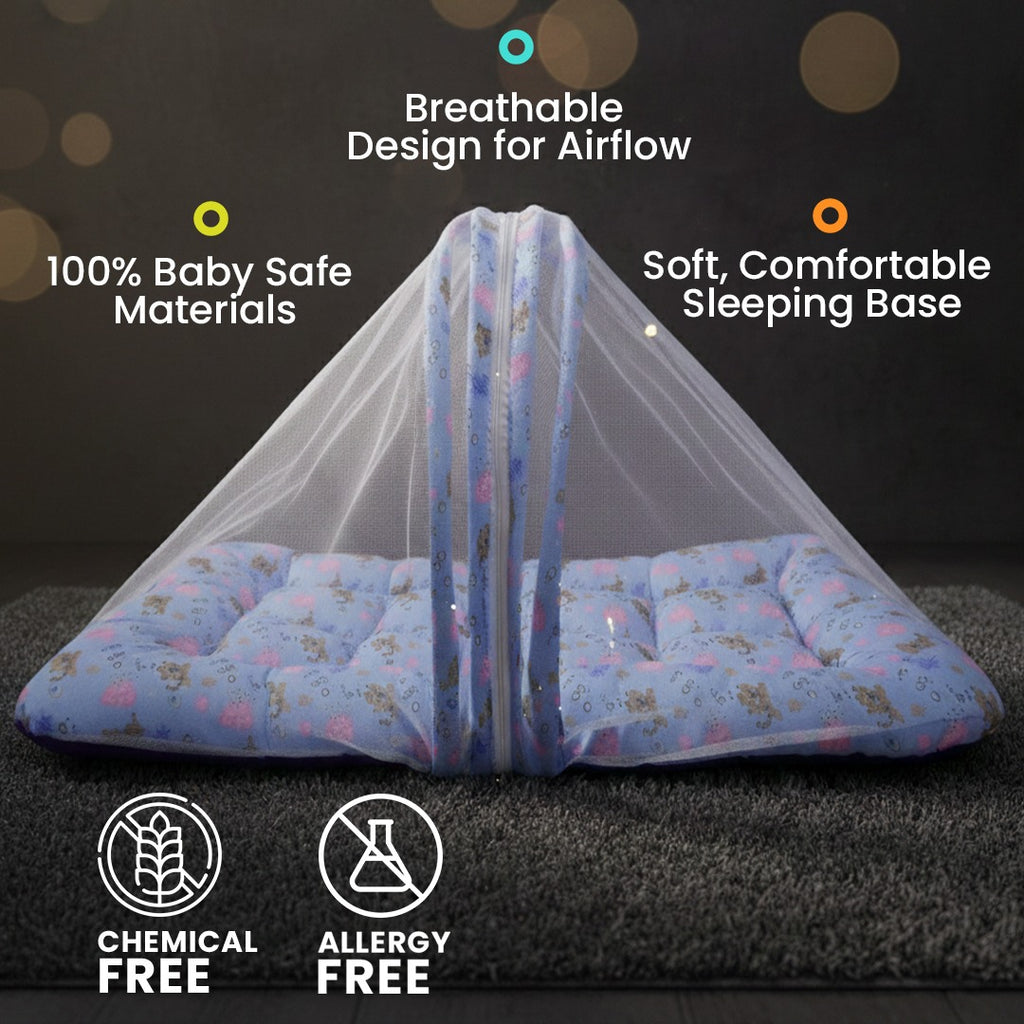 Baby Net Bed Jasmin – Foldable Baby Mosquito Net Bed with Soft Mattress & Pillow