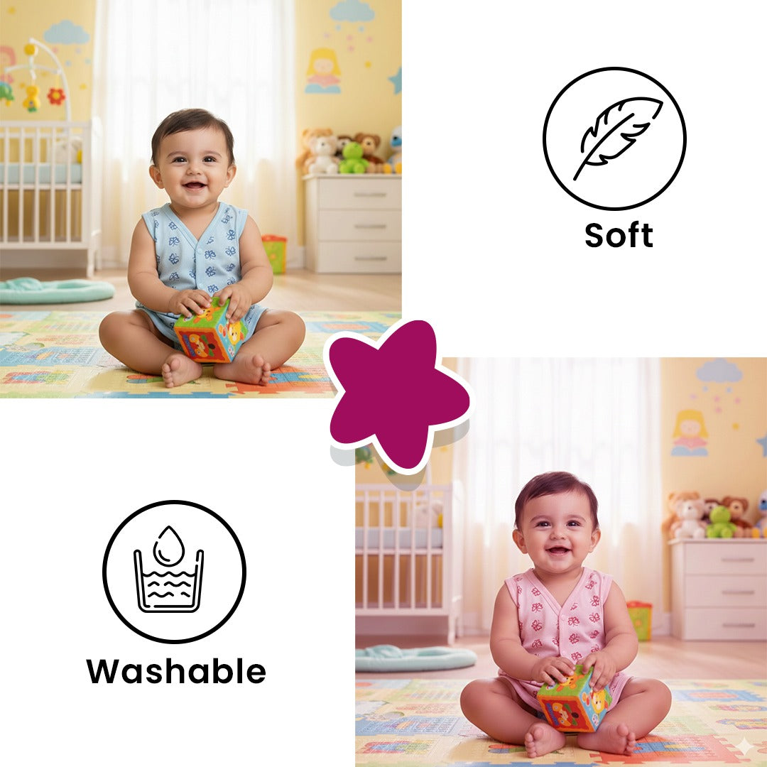 SkinCo Jabala Flower - 100% Combed Cotton Baby Vest Set (3-Pack)