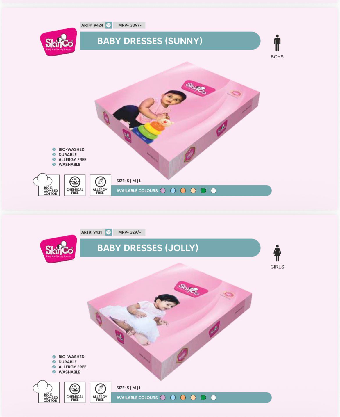 SkinCo Baby Dresses Jolly for Girls – Soft & Breathable 100% Combed Cotton Outfit