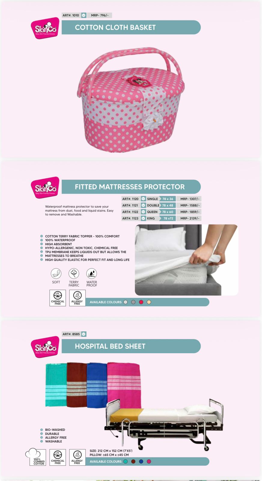 SkinCo Waterproof Fitted Mattress Protector – Terry Cotton, Breathable & Hypoallergenic