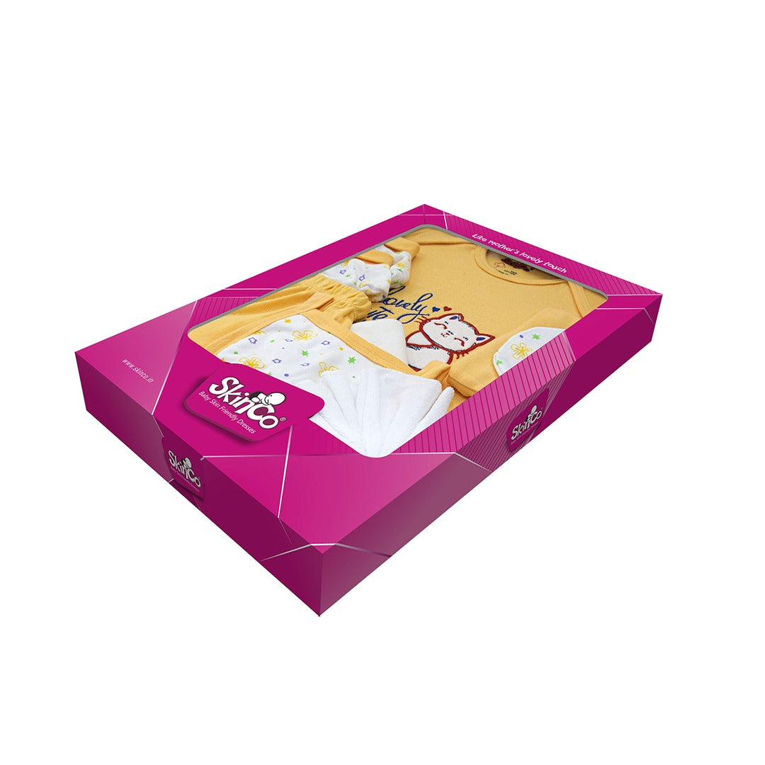 SkinCo Cutie Gift Set – 5 Piece Baby Clothing Set in 100% Combed Cotton