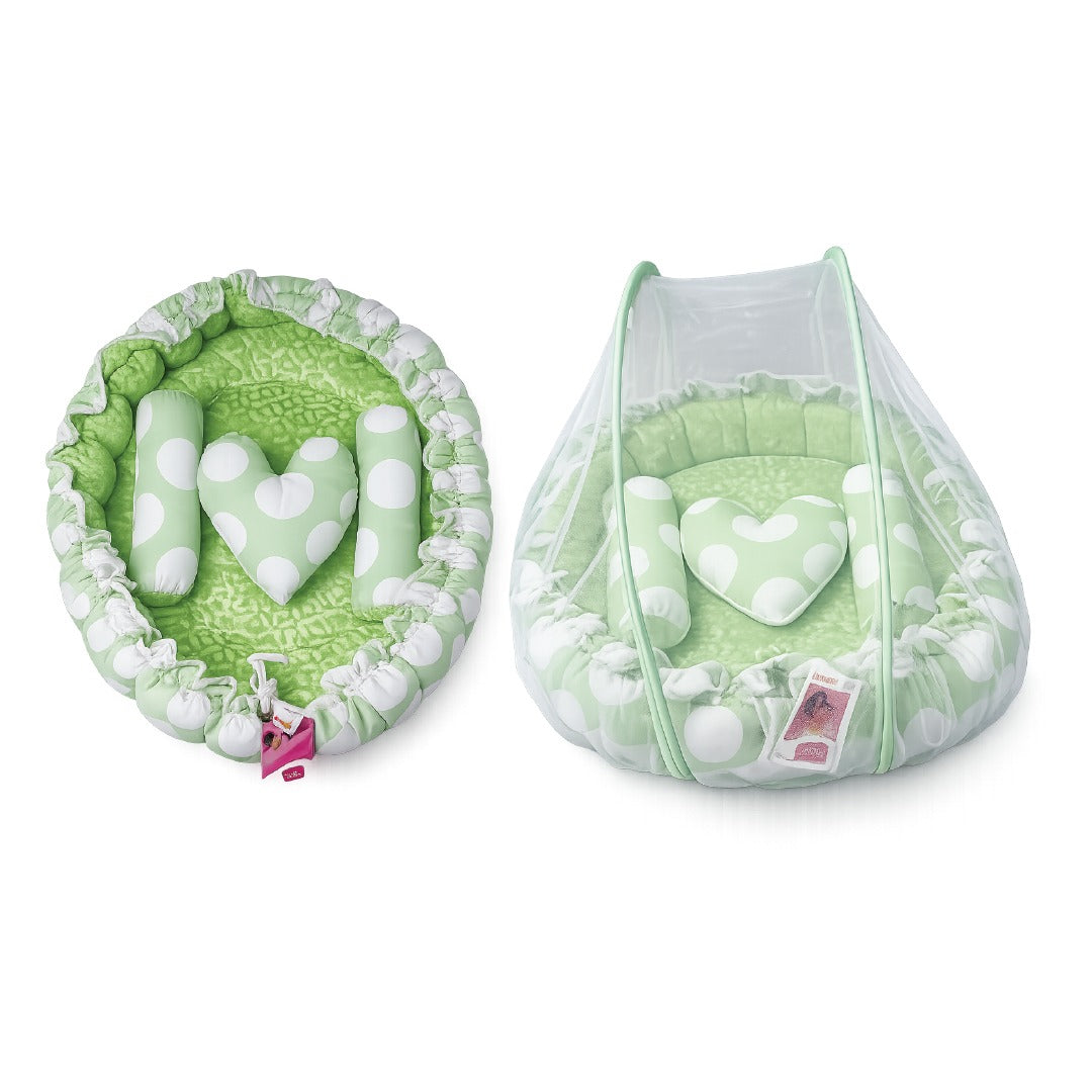 Velvet Round Baby Bed – Soft & Cushioned Sleeping Bed for Newborns