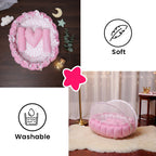 Velvet Round Baby Bed – Soft & Cushioned Sleeping Bed for Newborns
