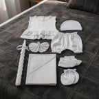 Baby Girl Baptism Set – 8 Piece Premium Cotton Ceremony Set with Free Crown