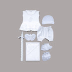 Baby Girl Baptism Set – 8 Piece Premium Cotton Ceremony Set with Free Crown