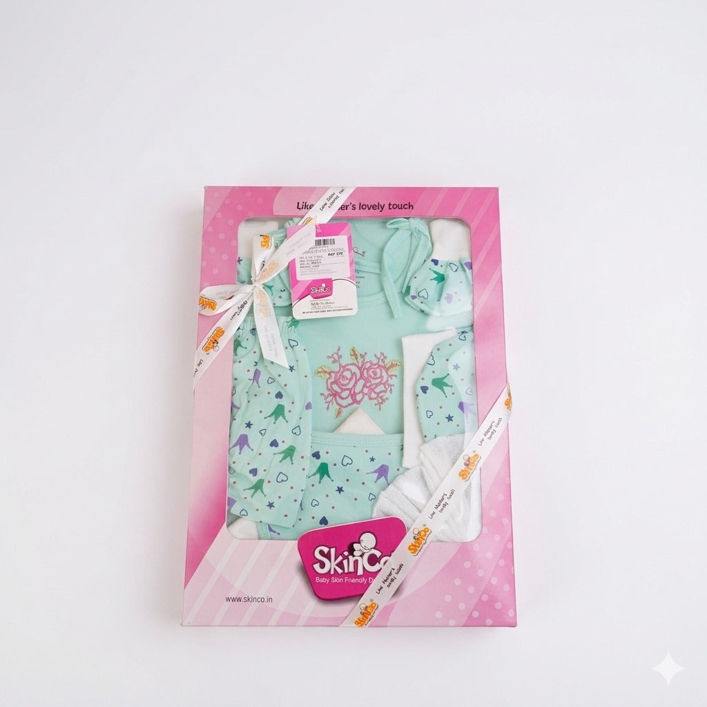 SkinCo Cutie Gift Set – 5 Piece Baby Clothing Set in 100% Combed Cotton
