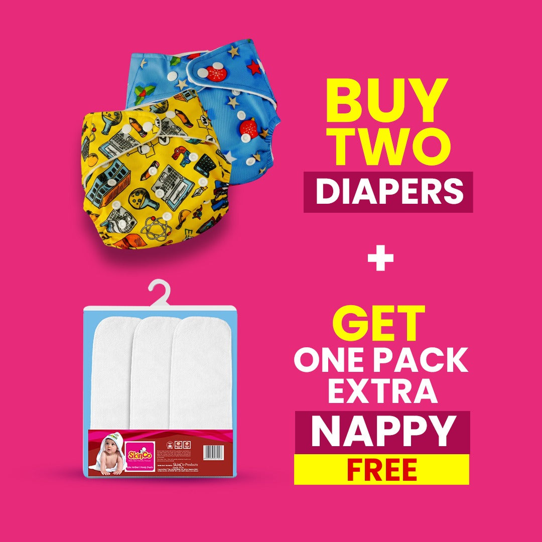 BUY ANY 2  Button Cloth Diaper  GET EXTRA NAPPY PACK