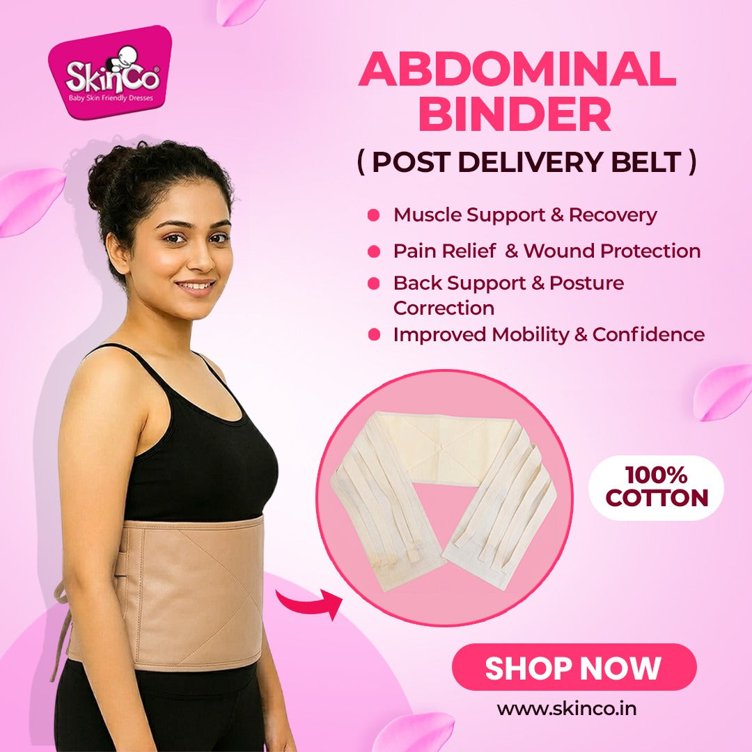 SkinCo Abdominal Binder – Postpartum & Post-Surgery Cotton Abdominal Support Belt