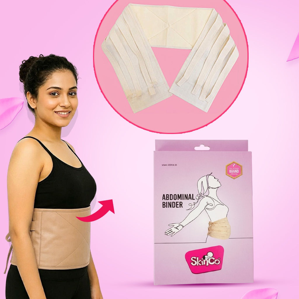 SkinCo Abdominal Binder – Postpartum & Post-Surgery Cotton Abdominal Support Belt