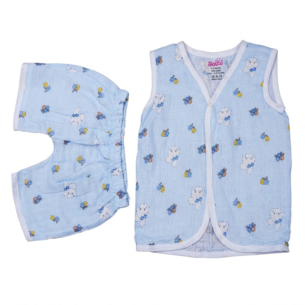 SkinCo Muslin Jabla Baby Clothing Set – Soft Cotton Top & Shorts (3 Piece Pack)