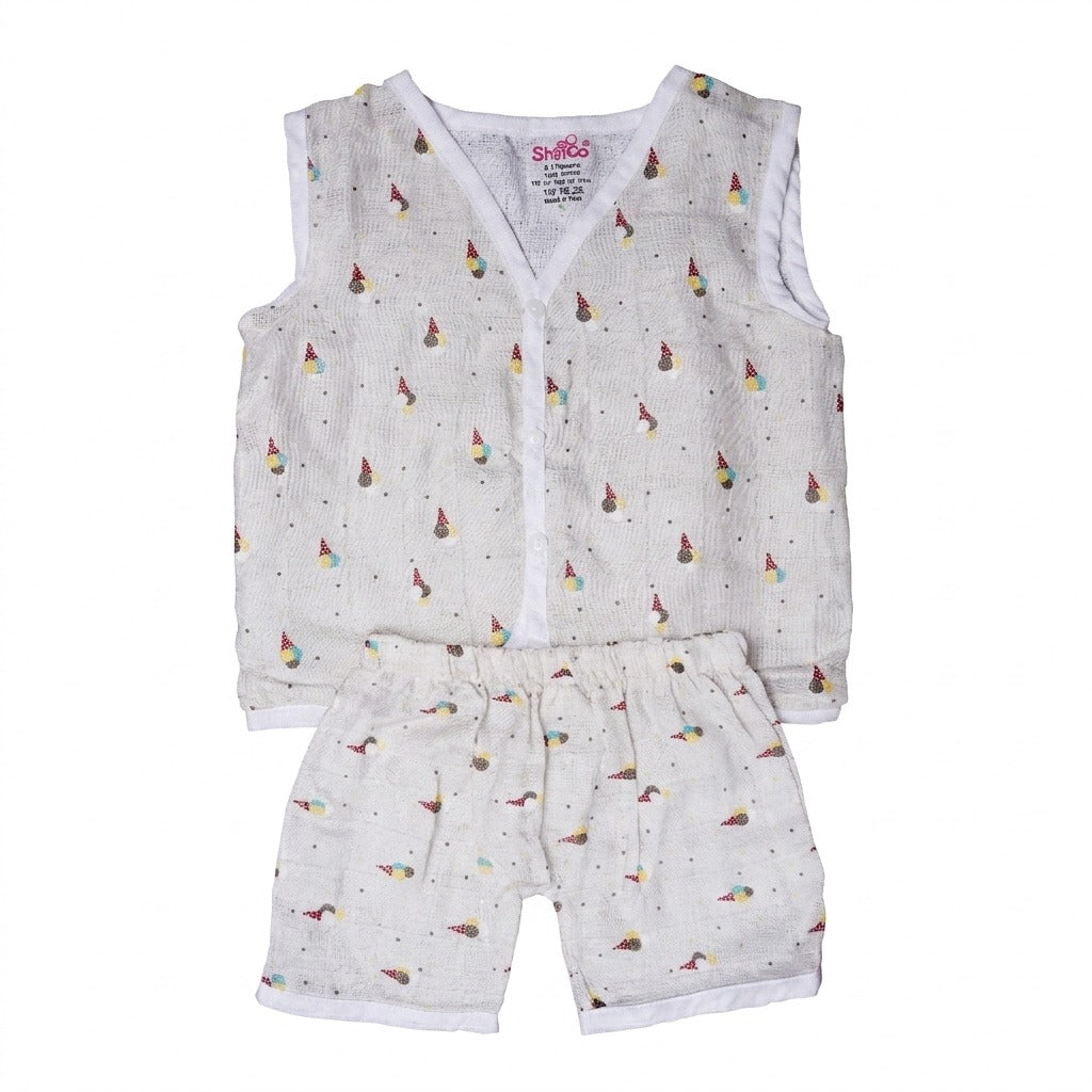 SkinCo Muslin Jabla Baby Clothing Set – Soft Cotton Top & Shorts (3 Piece Pack)