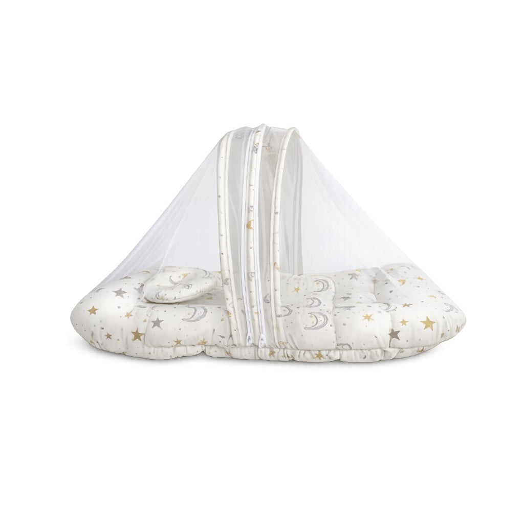 Baby Net Bed Jasmin – Foldable Baby Mosquito Net Bed with Soft Mattress & Pillow