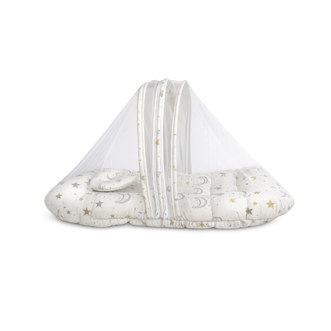 Baby Net Bed Jasmin – Foldable Baby Mosquito Net Bed with Soft Mattress & Pillow