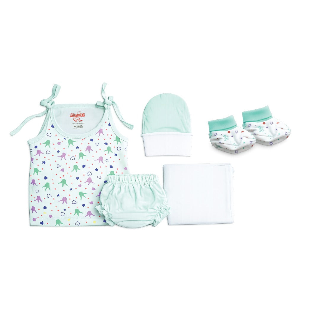 SkinCo Gift Set V (Girl) – 5 Piece Soft Cotton Baby Set
